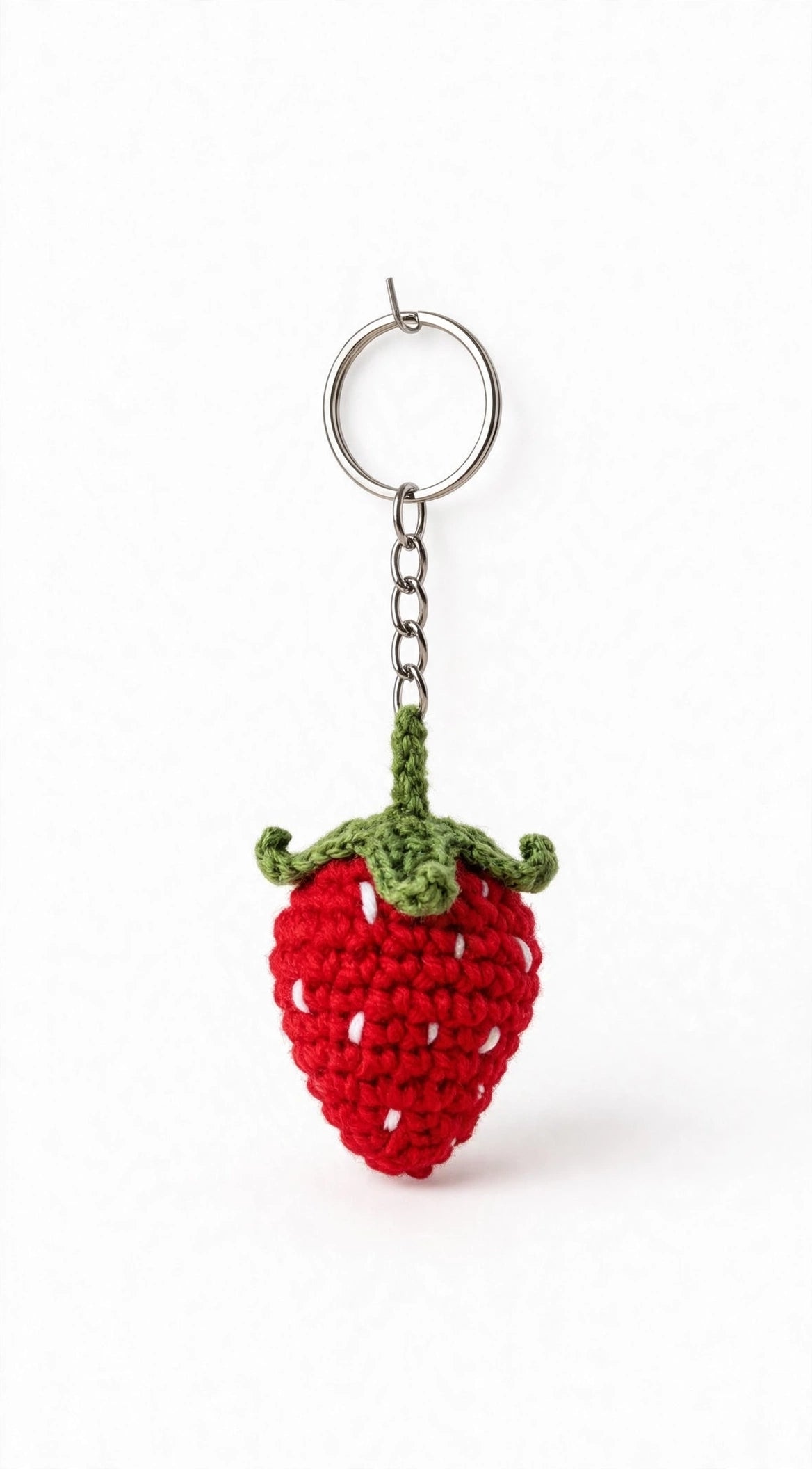 Handmade Strawberry Crochet Keychain – Cute Red Strawberry Bag Charm for Women